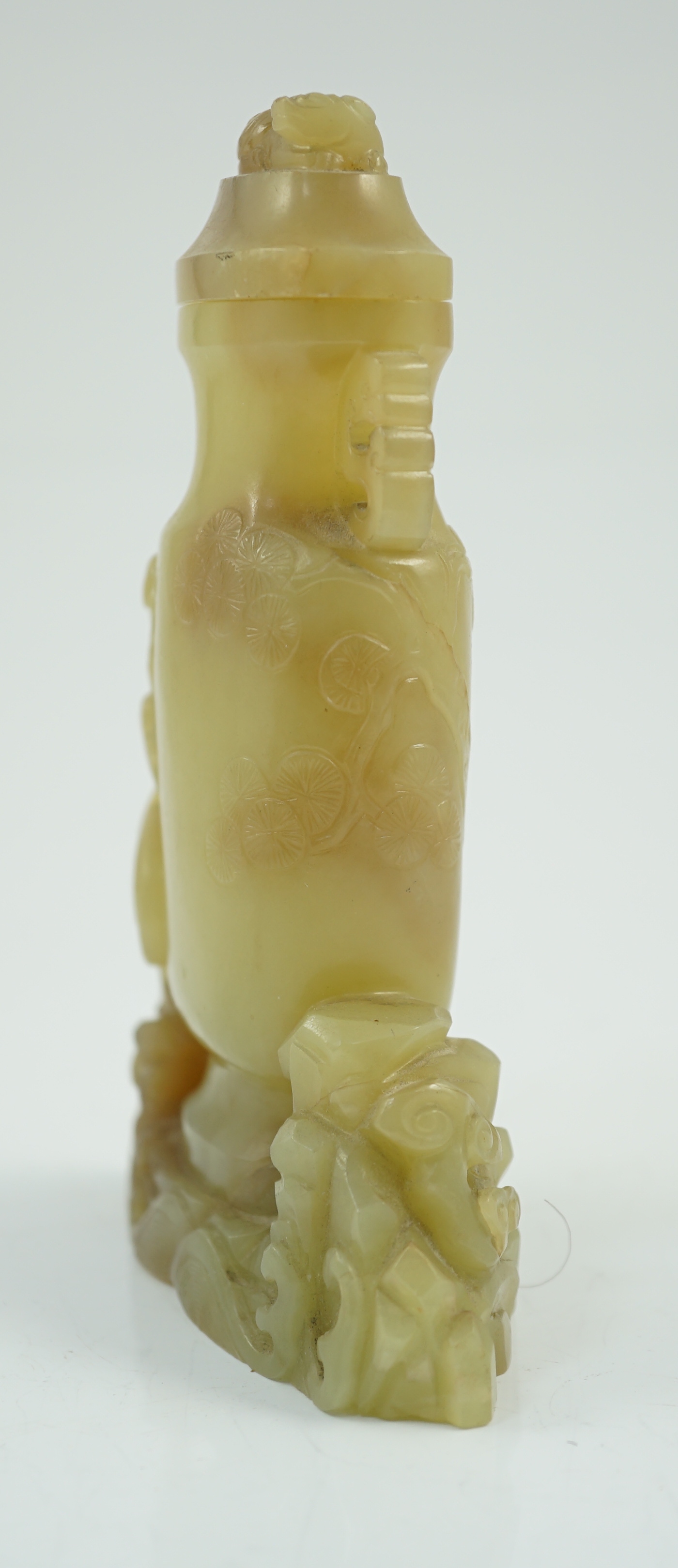 A Chinese yellow and russet jade vase and cover, 19th/20th century